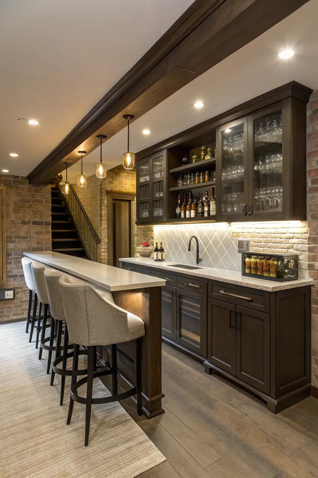 Smart storage keeps the bar clean and stylish.