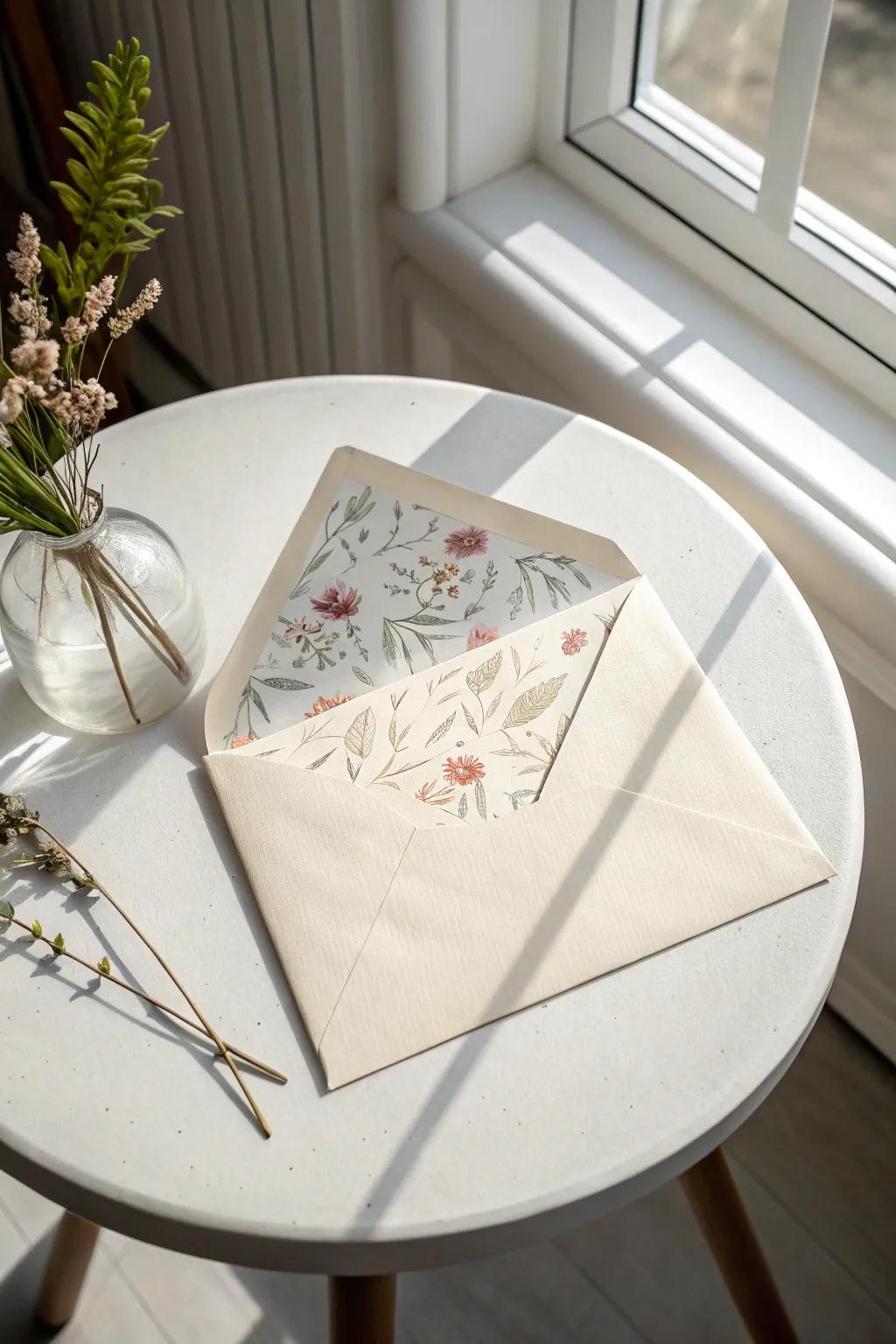 Surprise your loved one with a hint of grace&mdash;introduce a charming liner to your Valentine's letter sleeve.