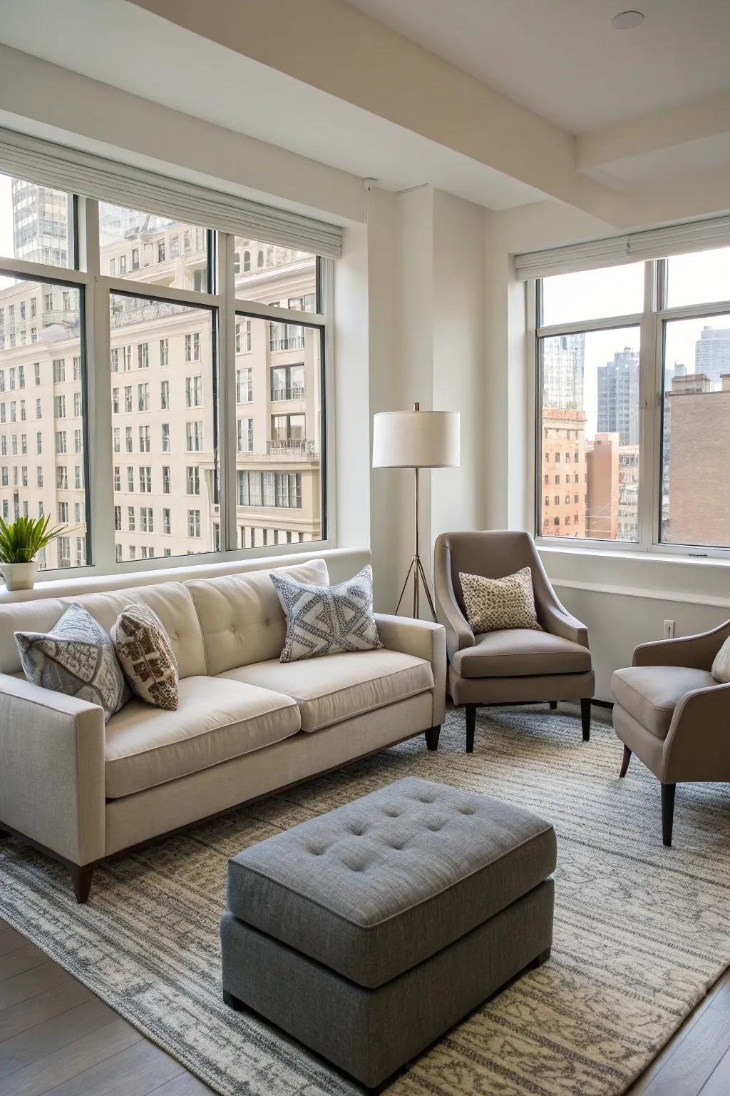 A range of seating options creates a flexible and inviting studio.