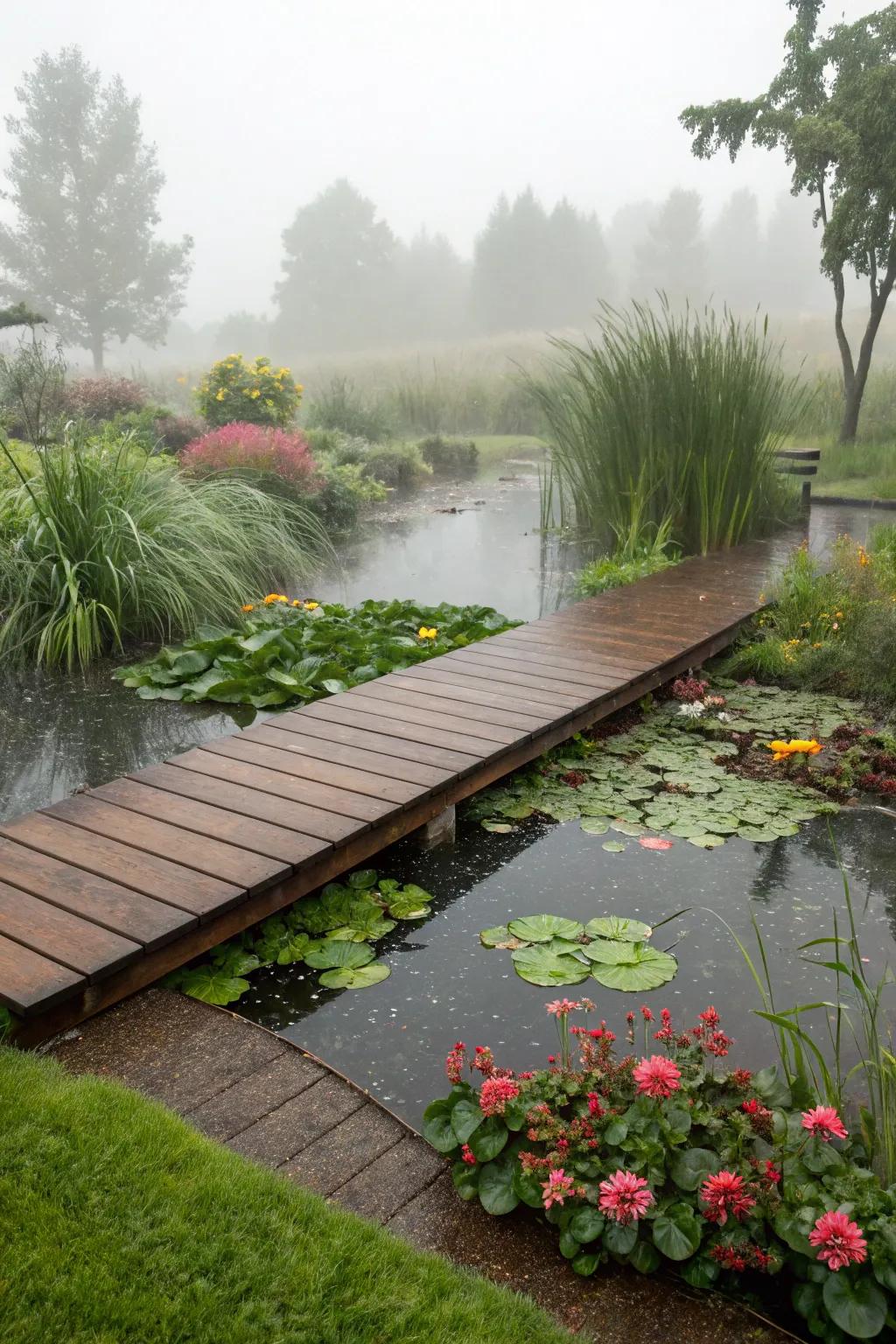 Floating deck pathways are ideal for damp areas.