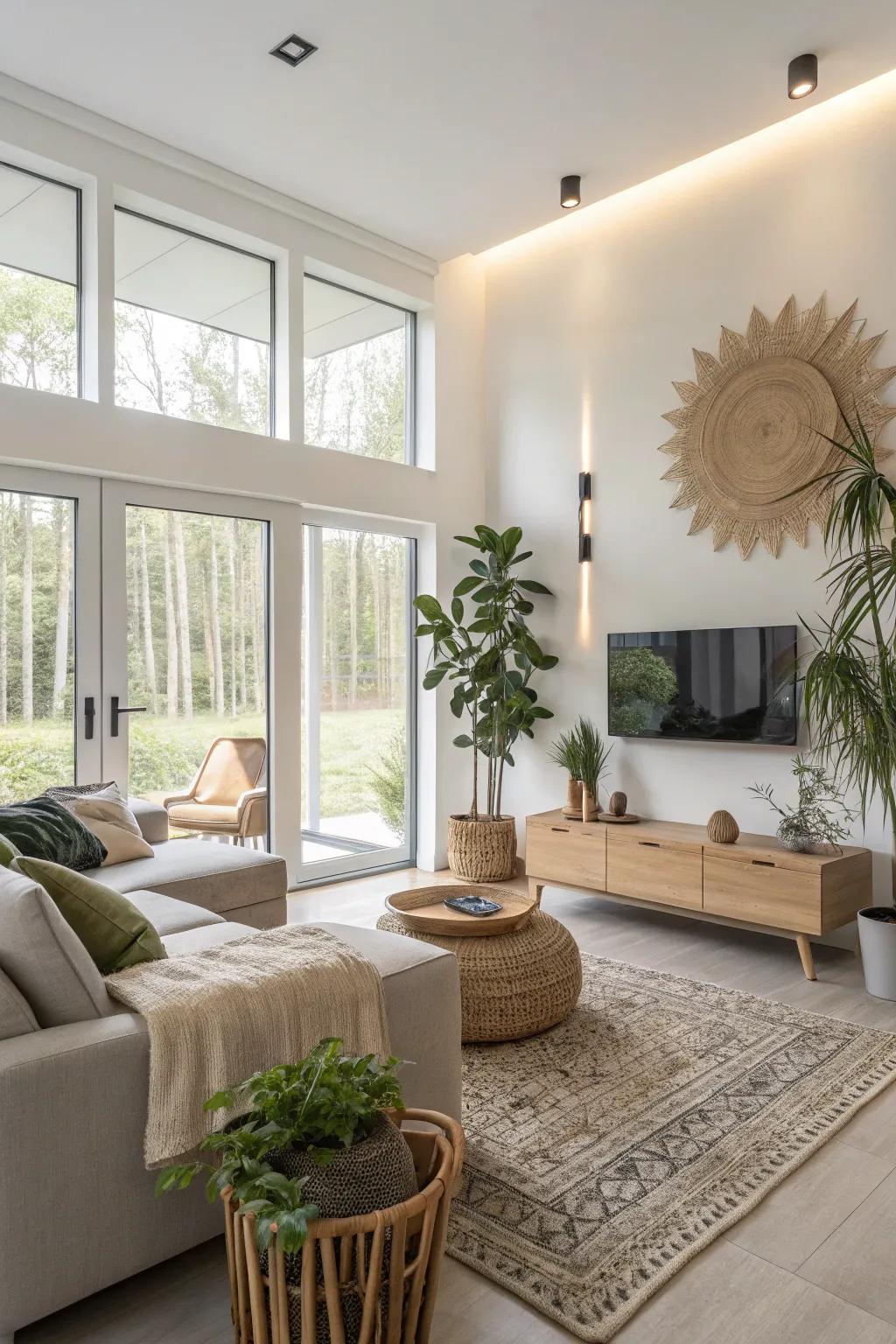 To be more sustainable, consider energy efficient lighting.