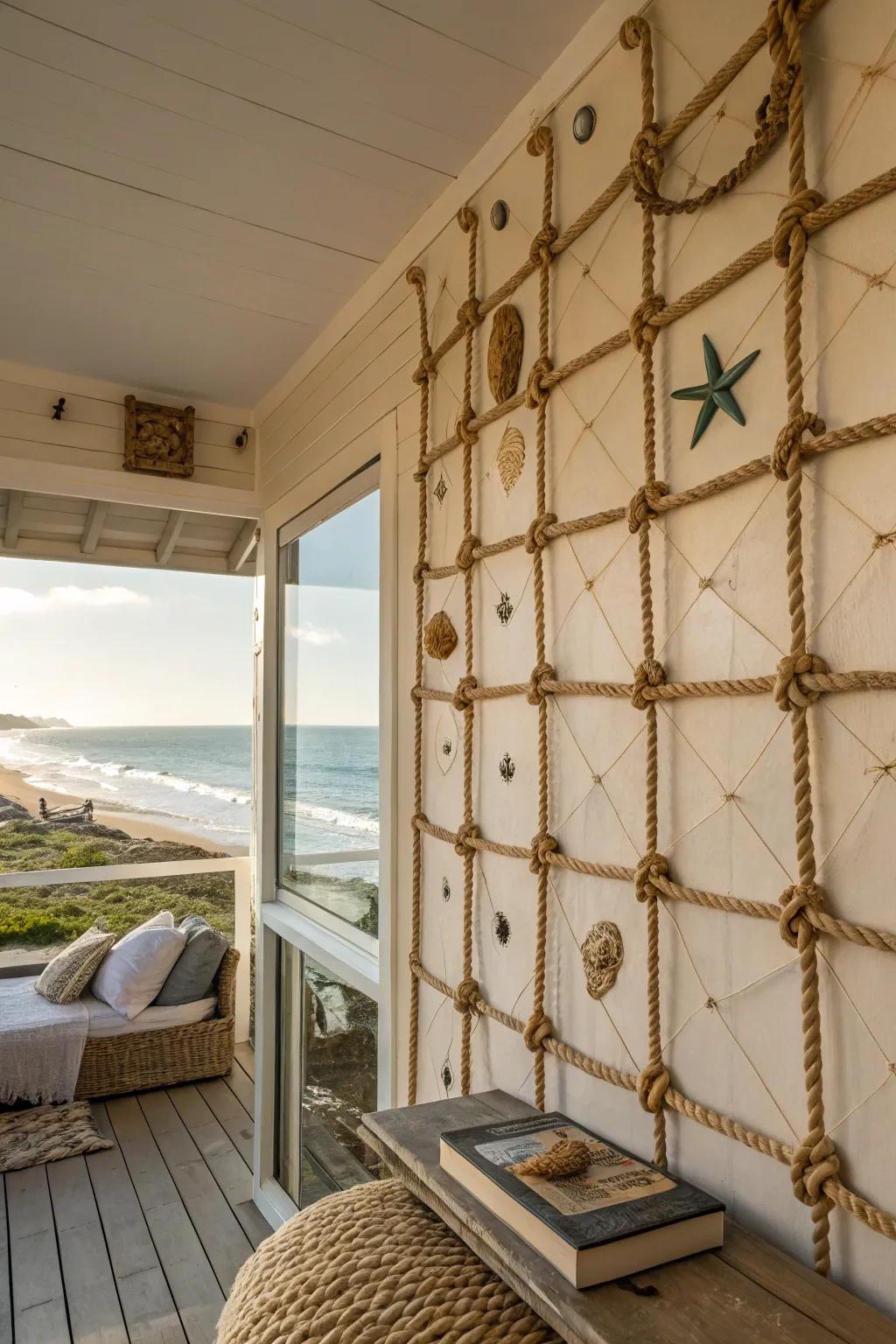 Rope textures beautifully enhance coastal-themed interiors.