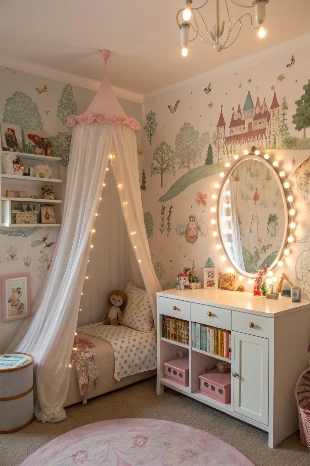 Enchanted fables establish a magical and adventurous space.