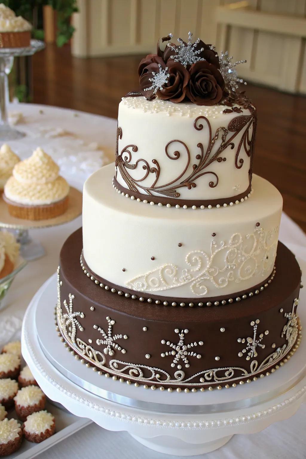 A wedding cake with consumable artistry for a true centerpiece.