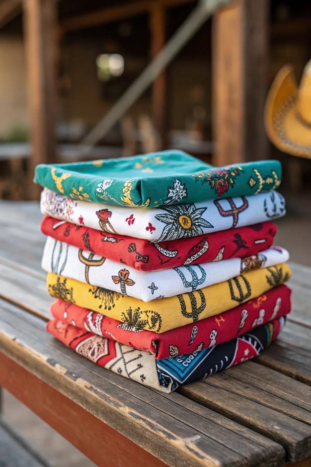 Personalized neckerchiefs make memorable party favors.