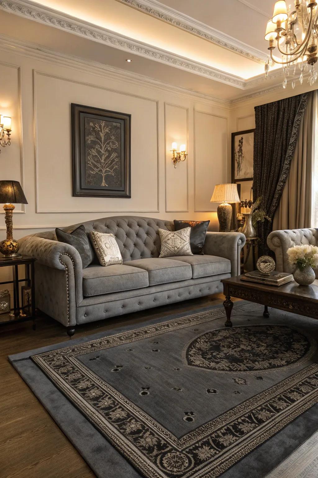 Pewter rugs offer unexpected elegance and depth.