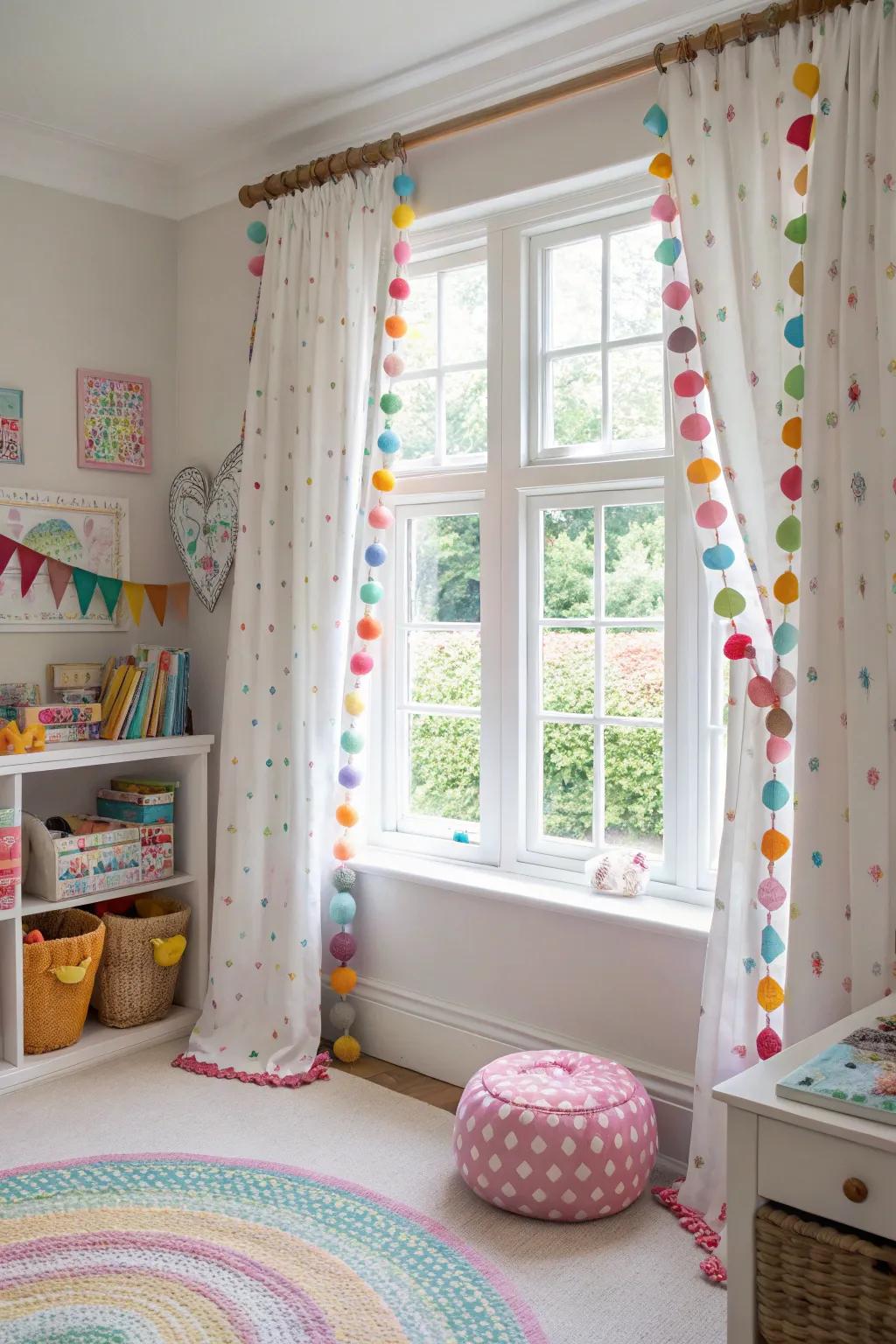Bring lightheartedness with playful round accented window treatments.