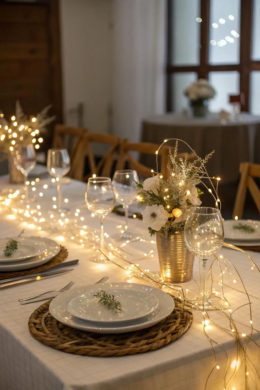 Illuminating lights establish a whimsical and captivating atmosphere.
