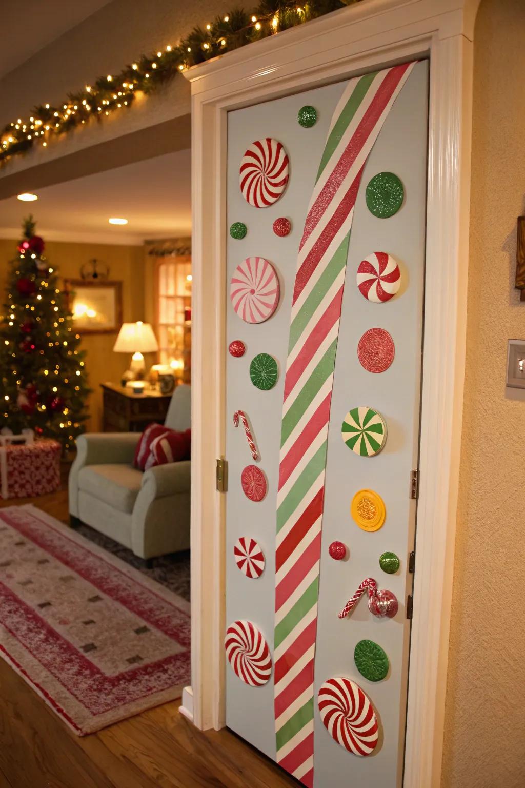 A sweet and cheerful candy cane lane to brighten up the season.