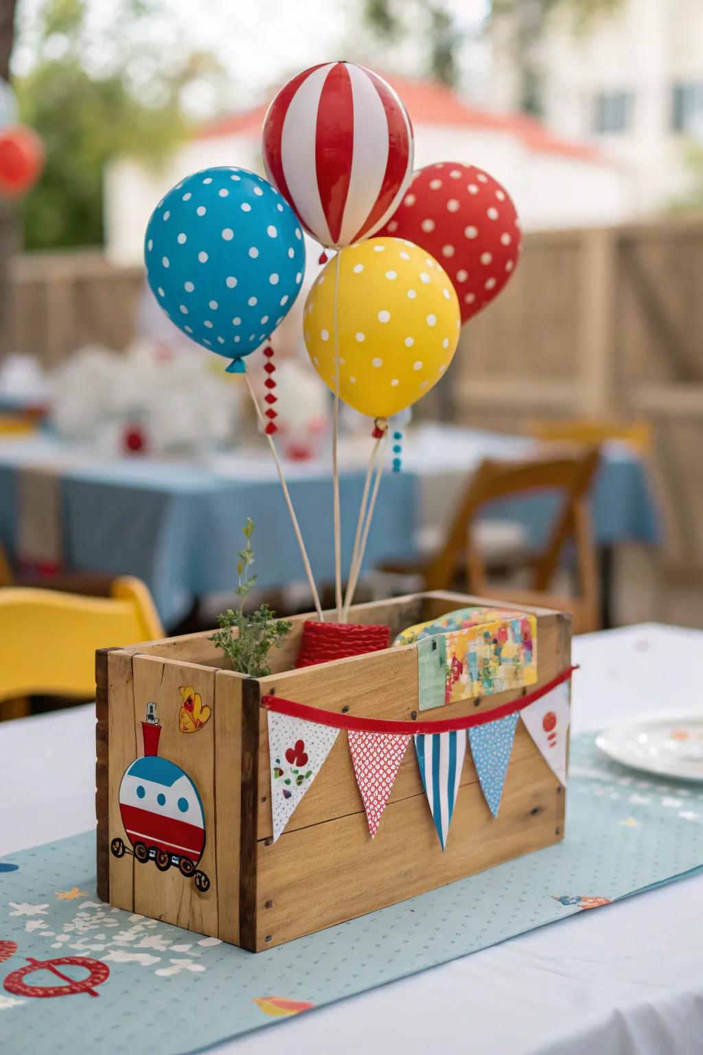 Establish the ambience for celebrations by utilizing a themed timber plank.