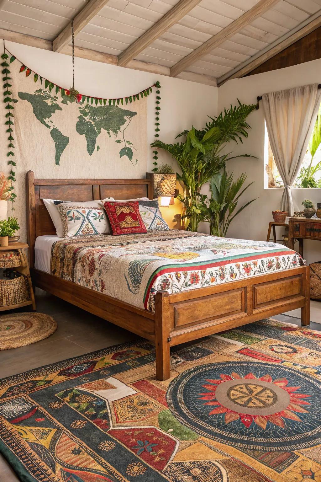 Patterns add elegance to this wooden bed.