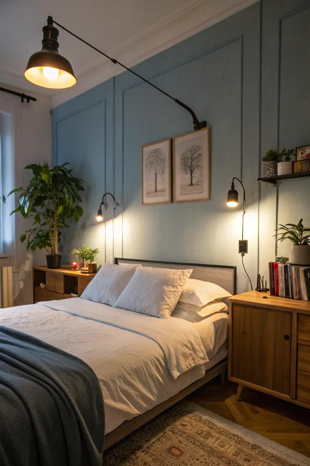 Adjustable lighting enhances function and ambiance.