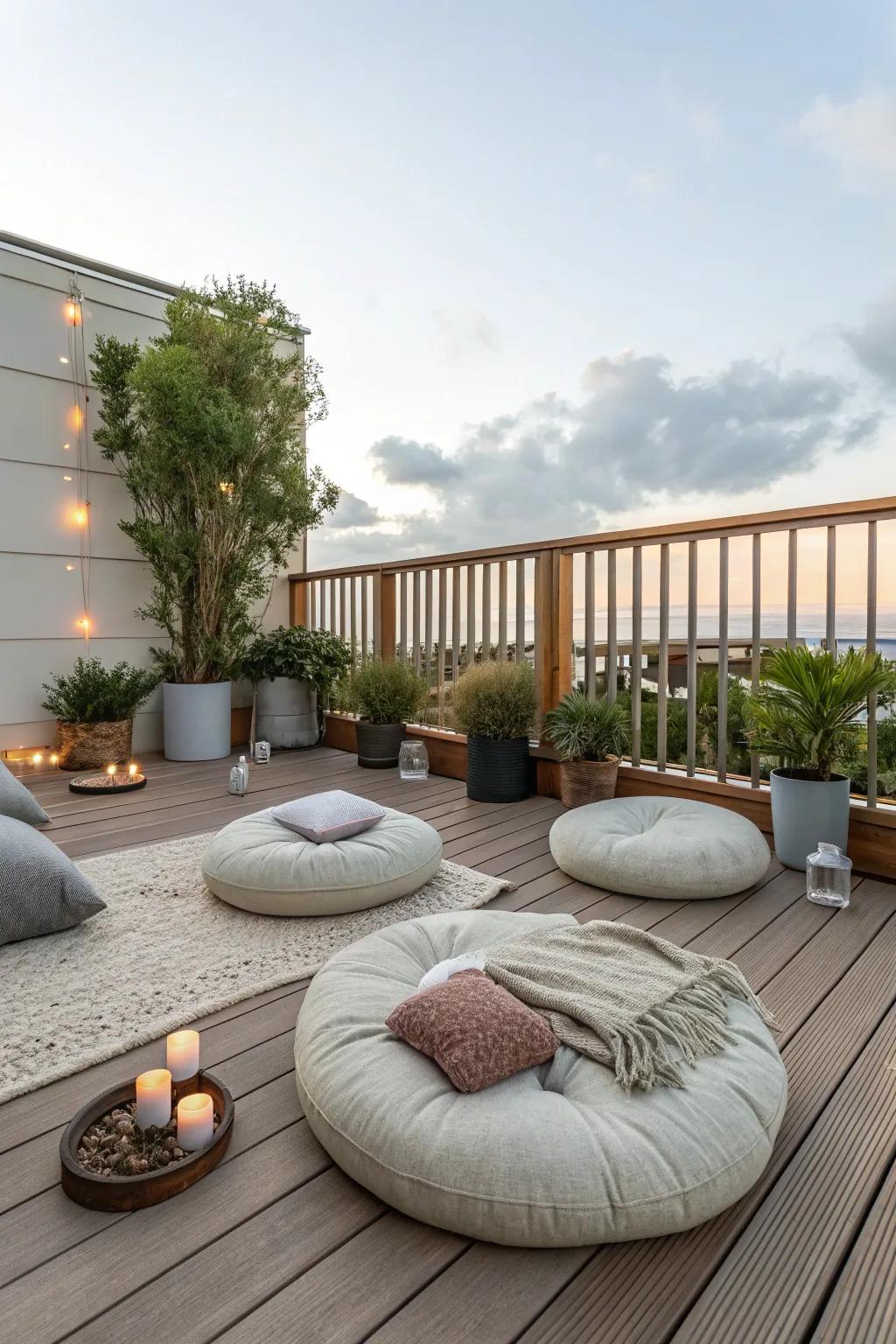A Zen space on the deck providing a haven for relaxation.