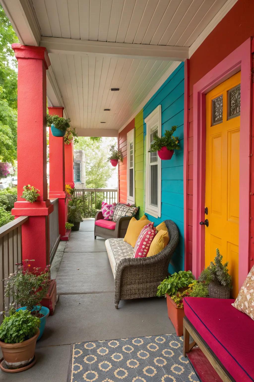 Blocking adding a contemporary flair to the porch.