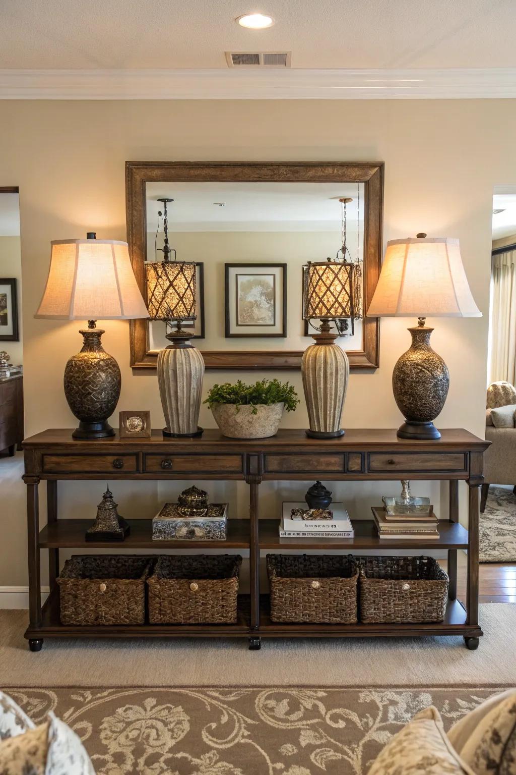 Create harmony using symmetrical design arrangements.