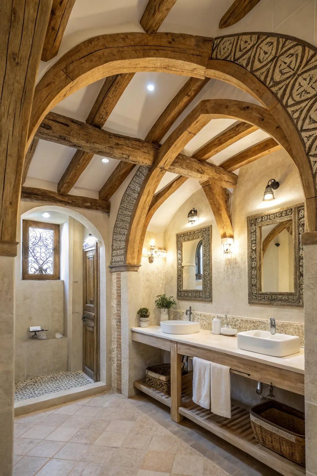 Your bathroom gains authenticity and uniqueness from architectural features.
