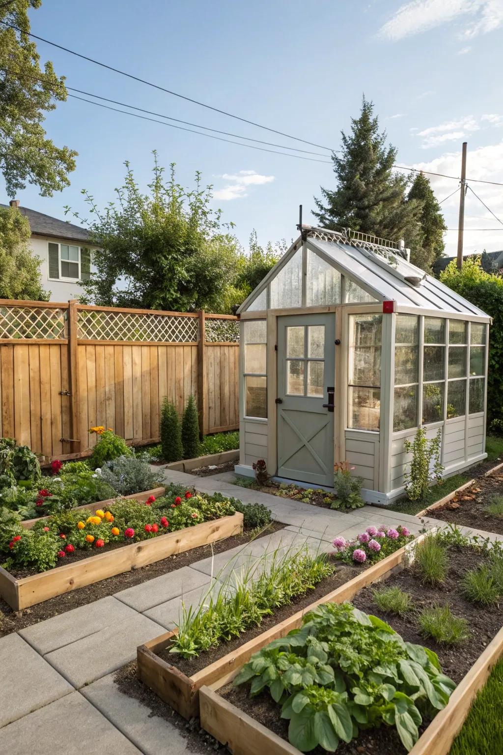 A mini greenhouse extending the growing season.