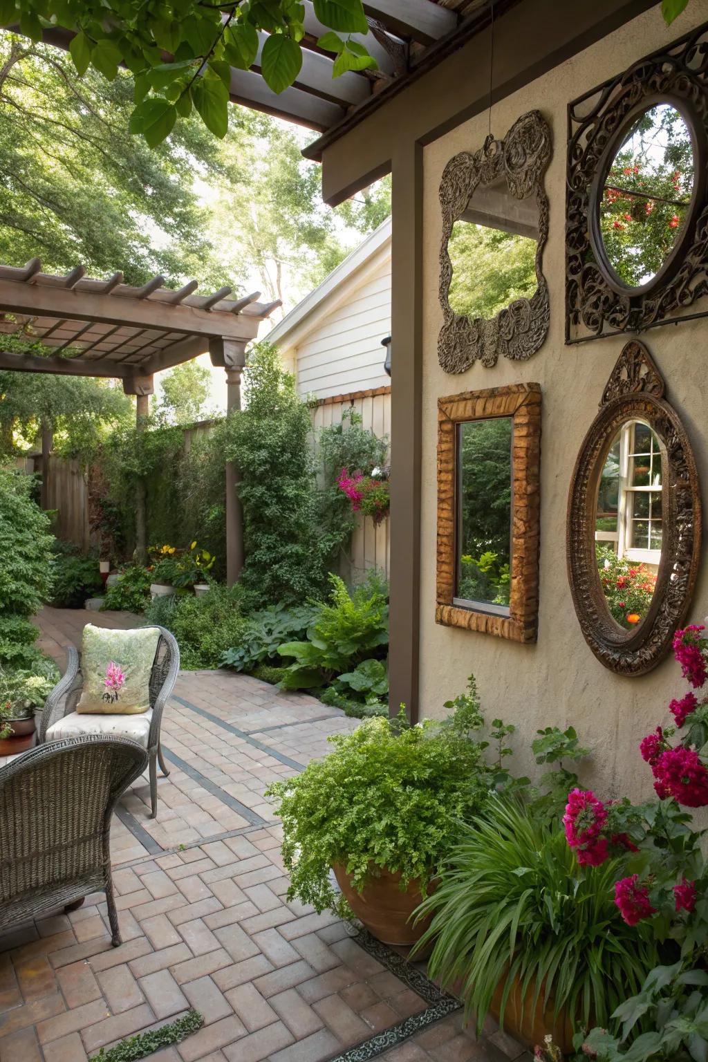 Mirrors can enhance space and light on your patio.