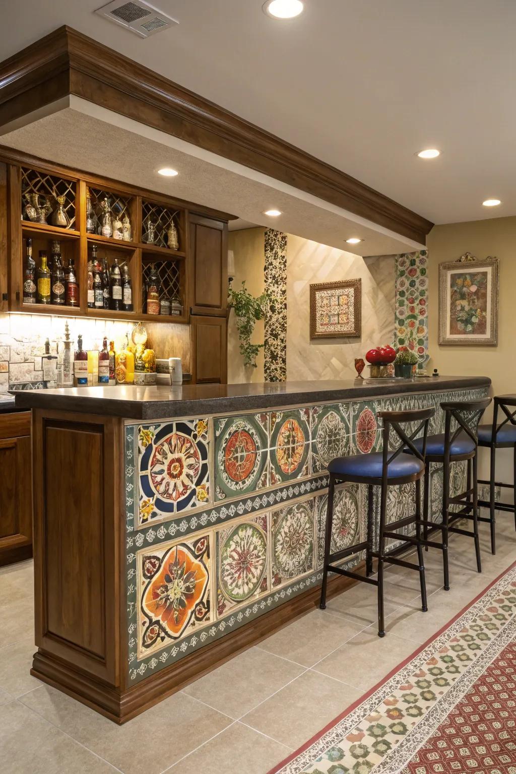 A tile backsplash introduces texture and style to your bar.