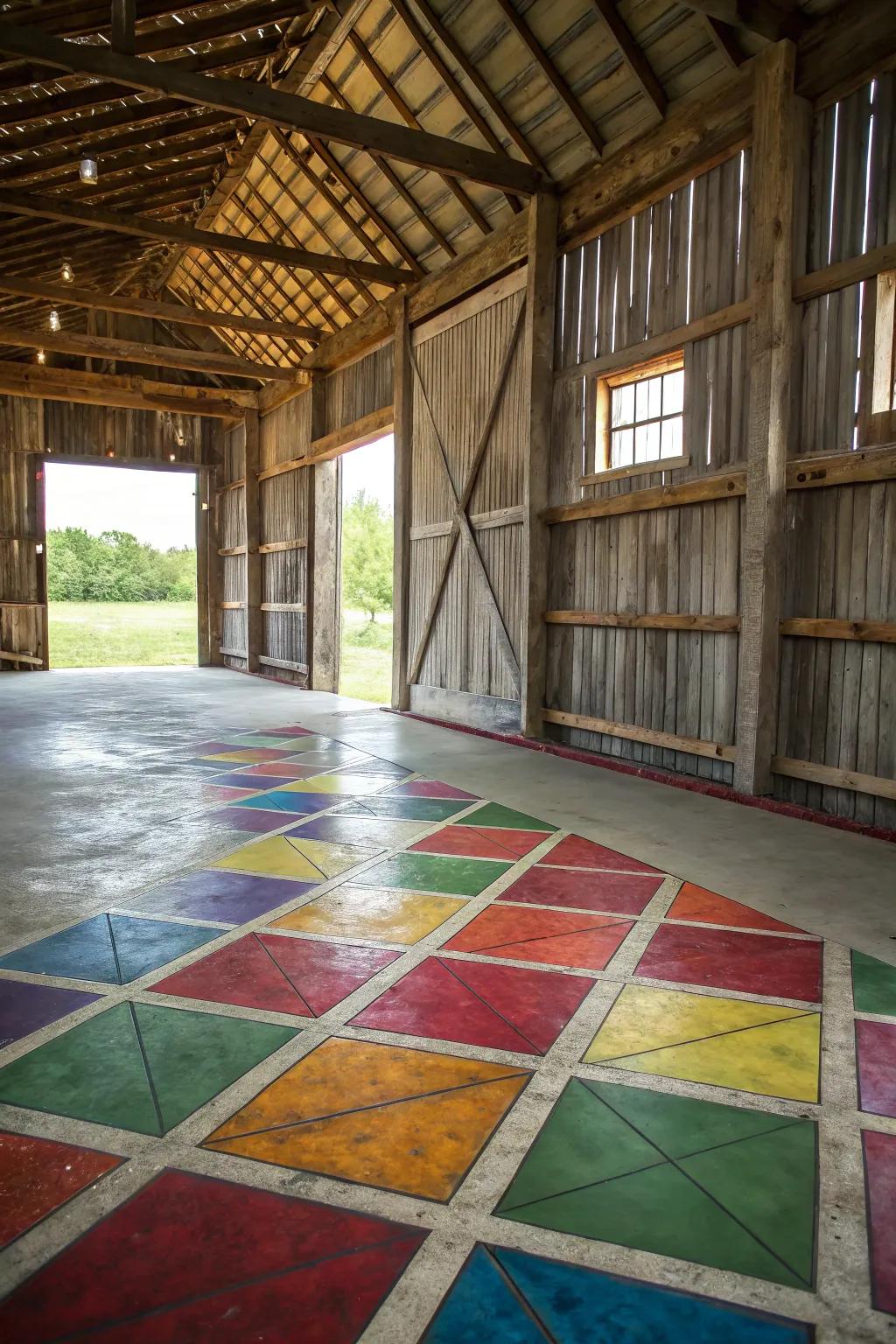 Pigmented cement floors add color and artistic flair.