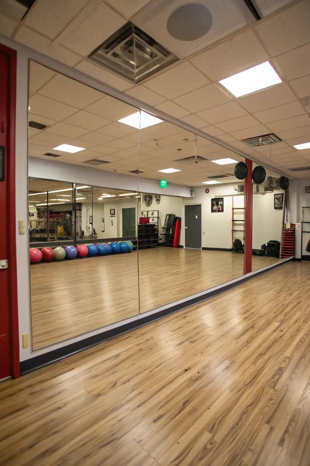 A full-length mirror turns your gym into a dance studio.