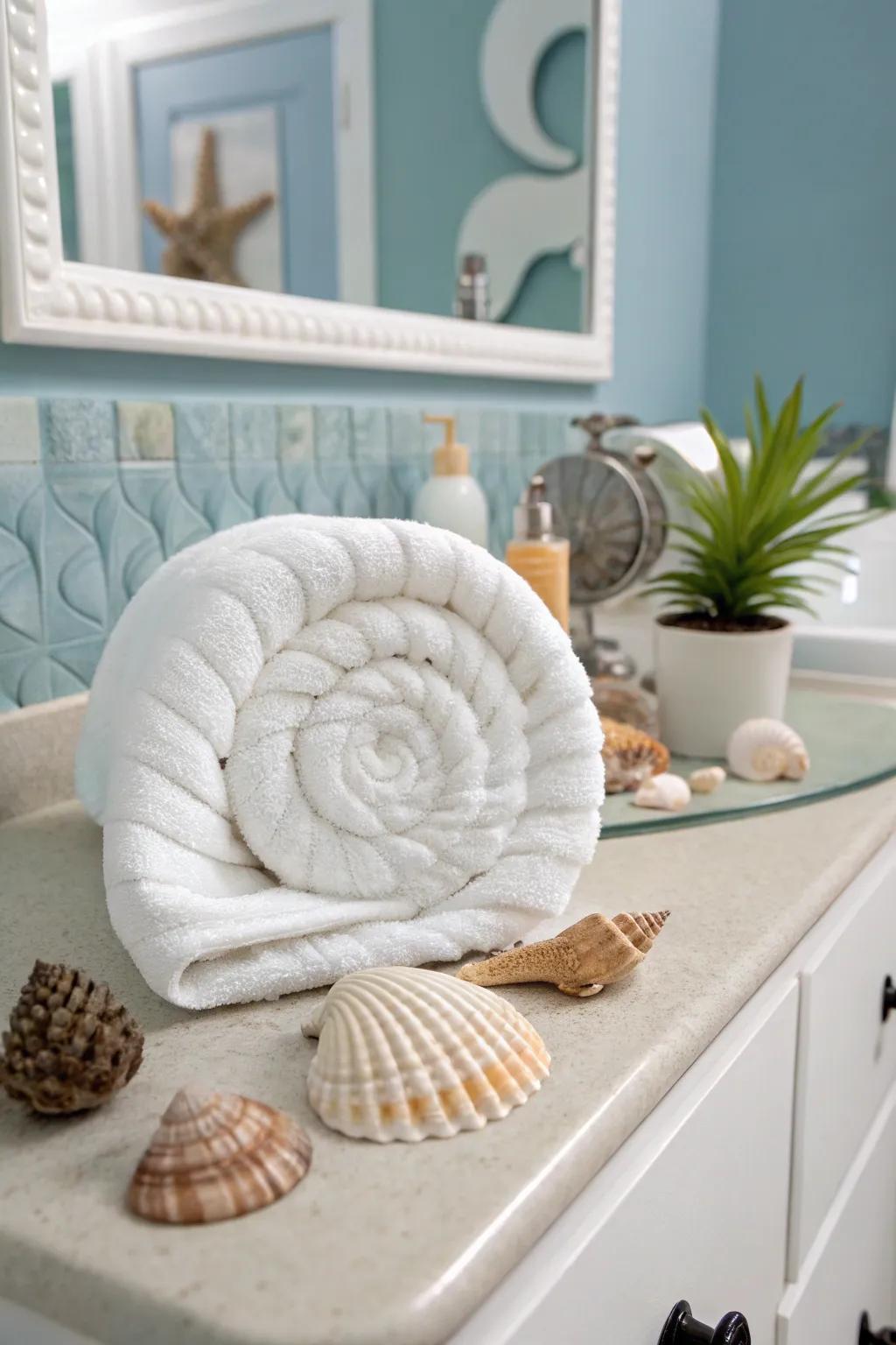 Introduce elegance with a spiraled shell cloth.