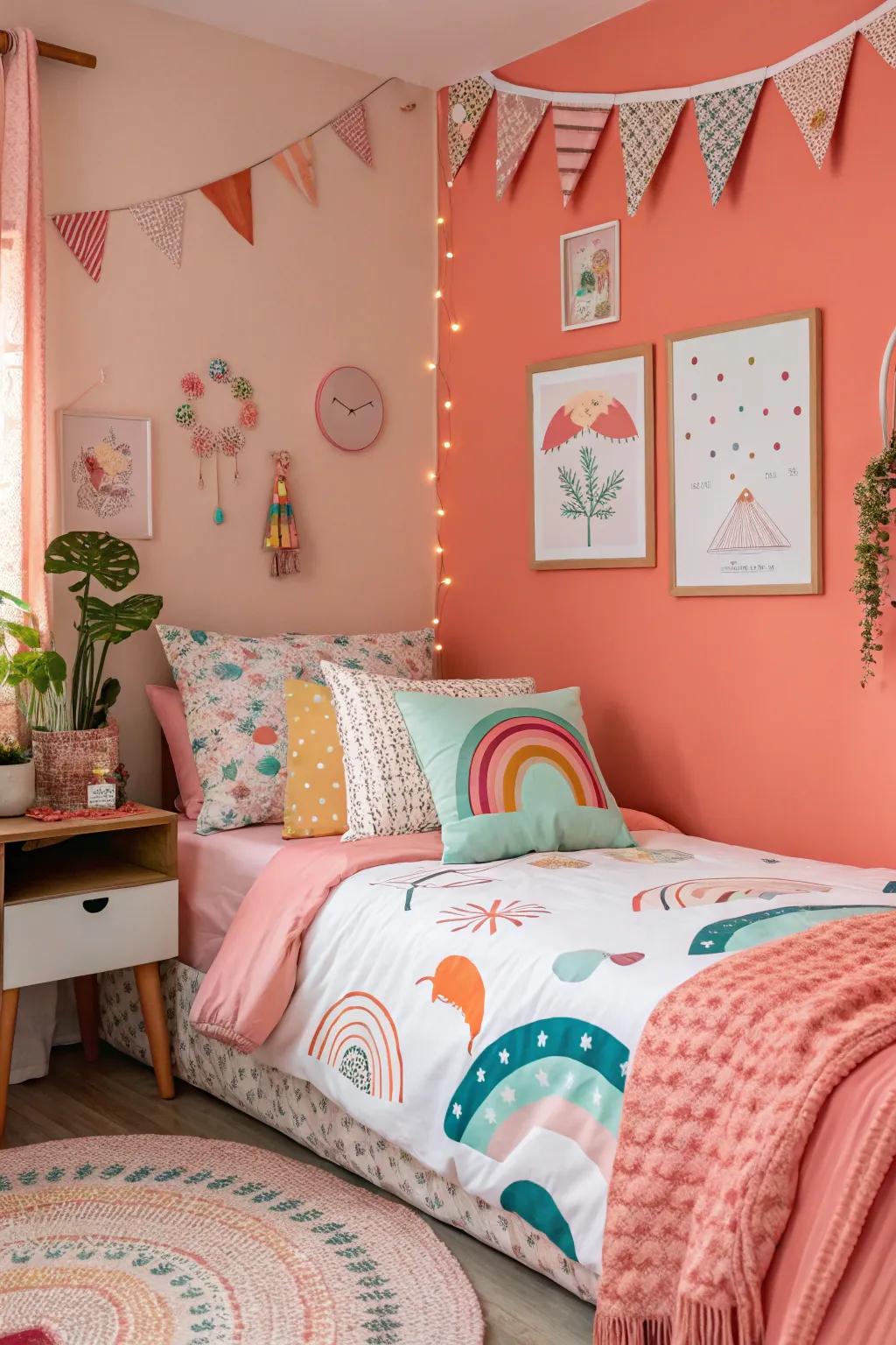 Playful corals introduce energy and fun into your sleeping quarter's design.