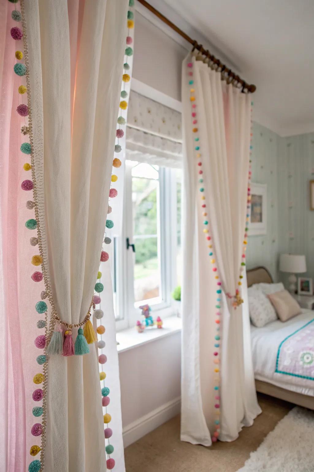 Bobble trims bring a playful and fun vibe to your drapes.