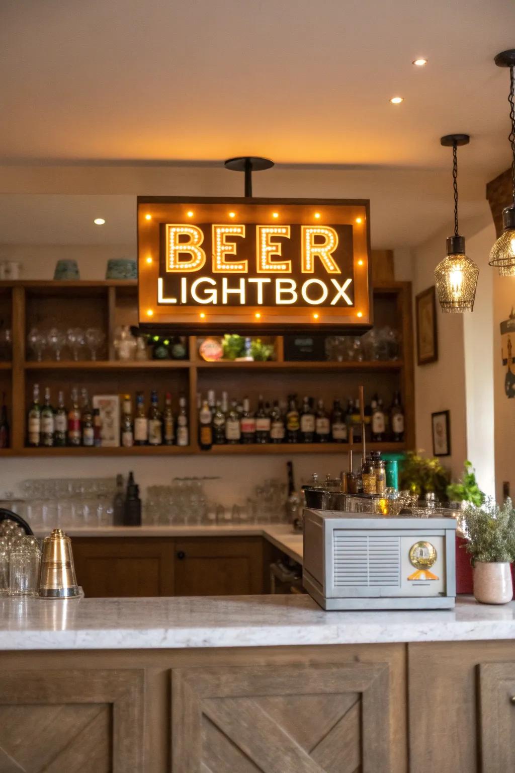 Beverage lightbox decorations illuminate your space with style.