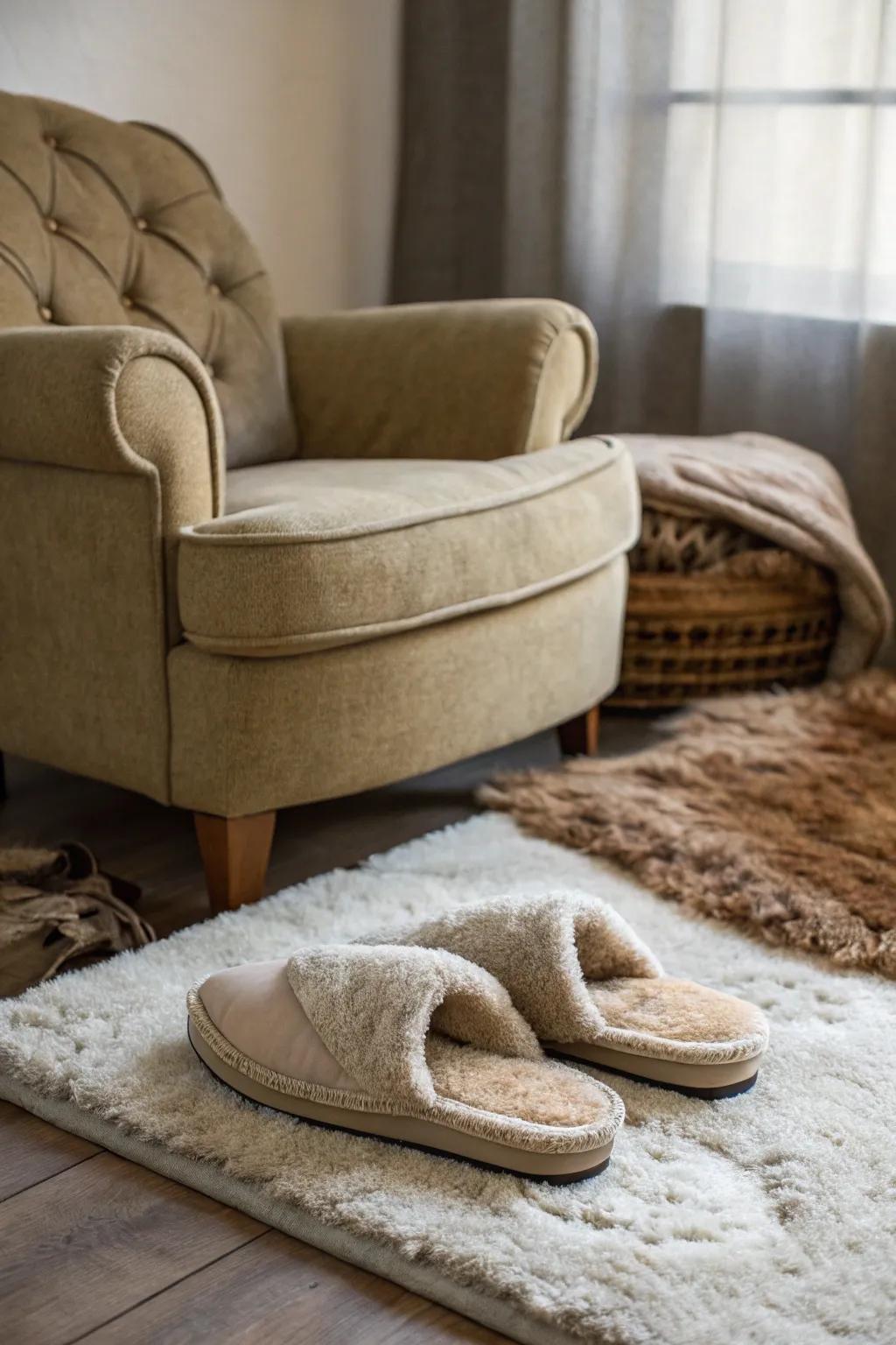 Comfortable house shoes offer comfort and warmth, a perfect gift for relaxation.
