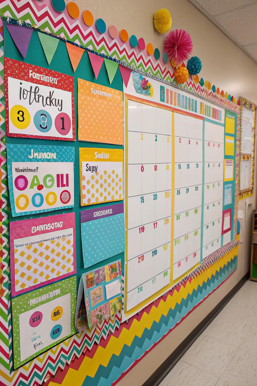 Funky-patterned birthday display for an energetic vibe.