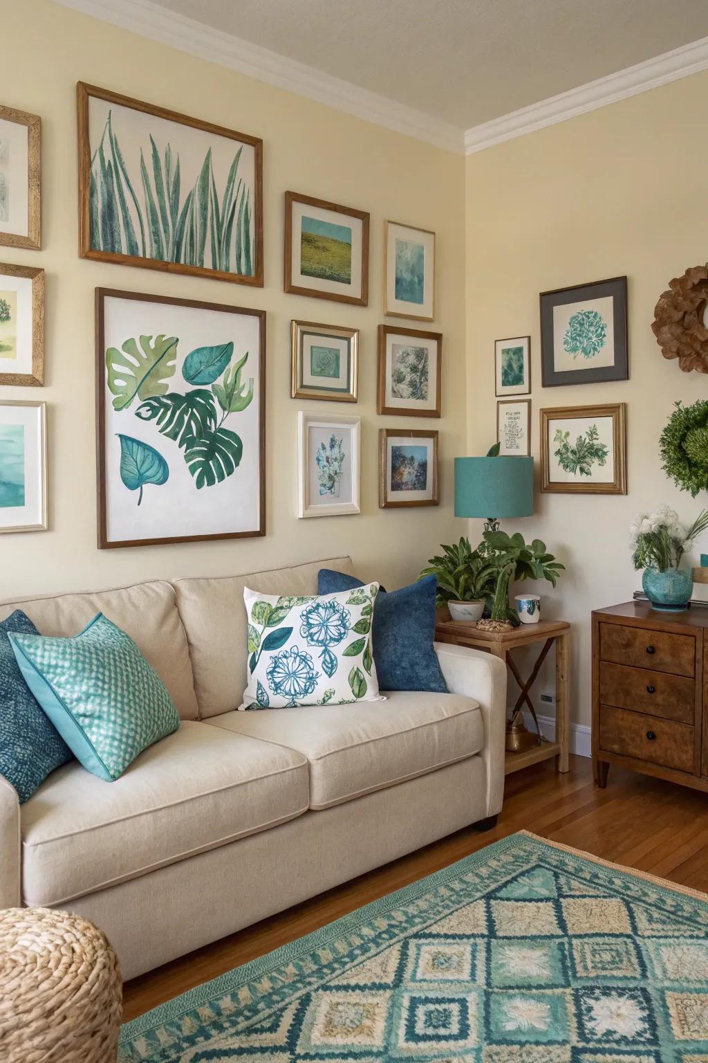An art arrangement adds a personal touch and showcases unique style.
