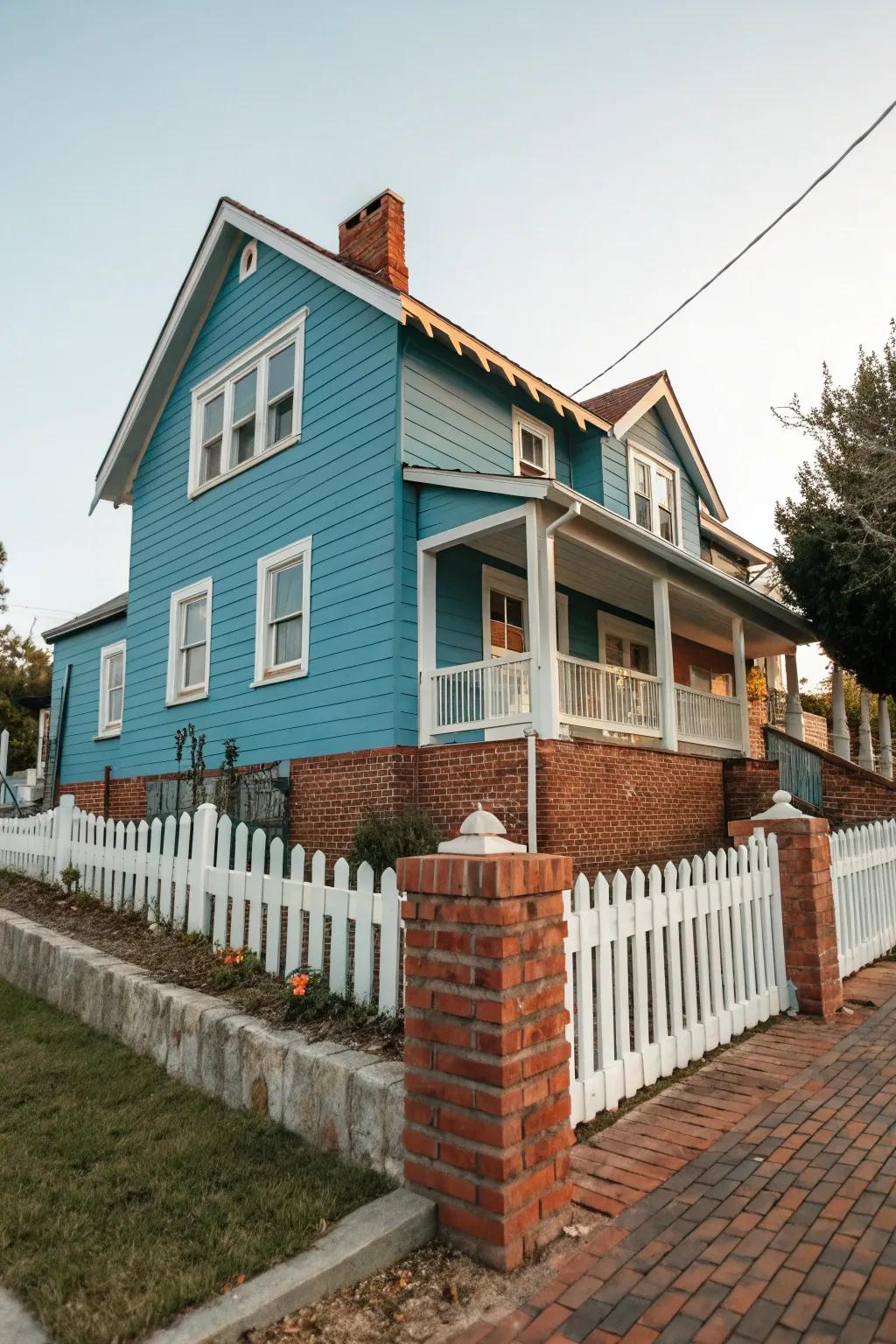 Blue and brick together make a bold statement.