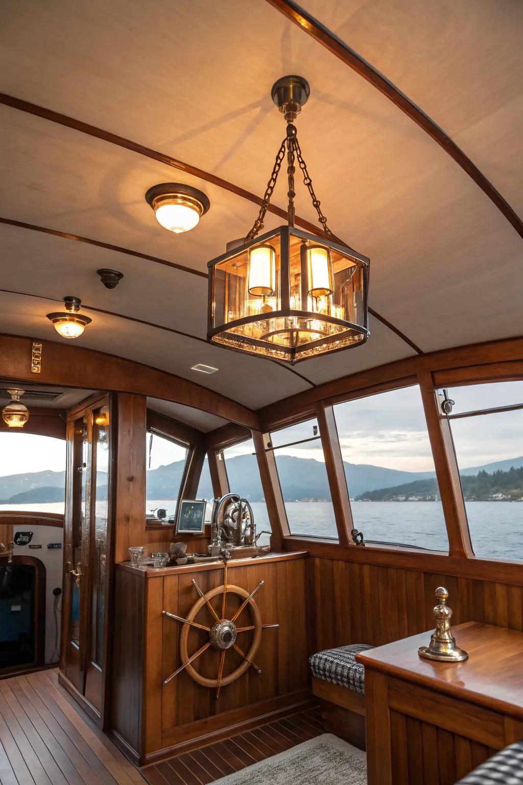A statement piece adds character and interest to the boat interior.