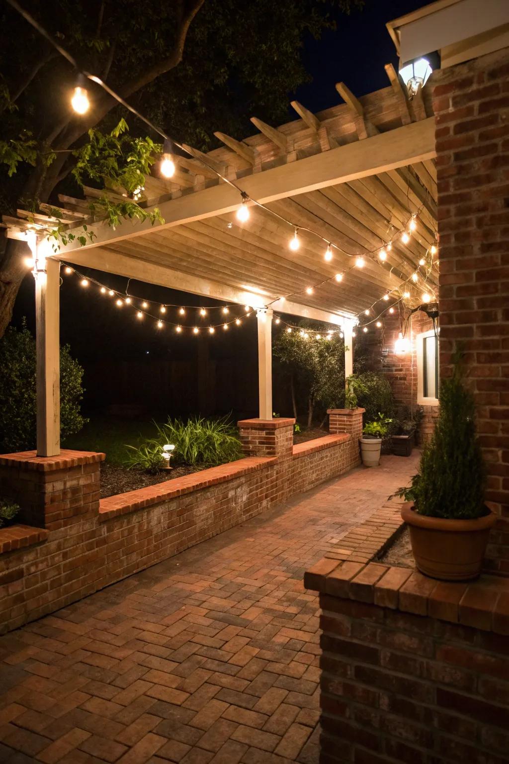 Rope lamps craft a magical ambiance in outdoor seating areas.