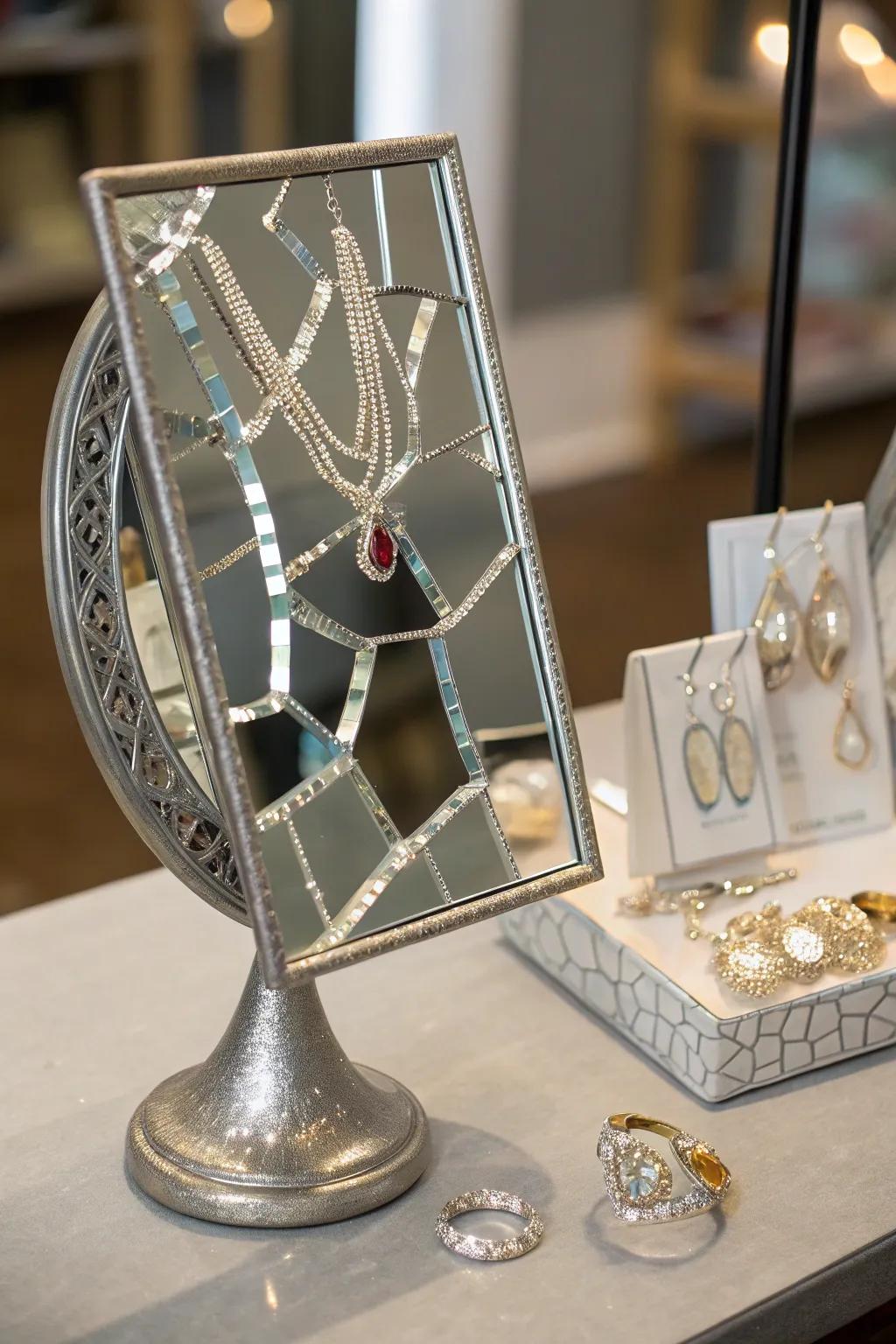 A mirror creates a functional and beautiful display.