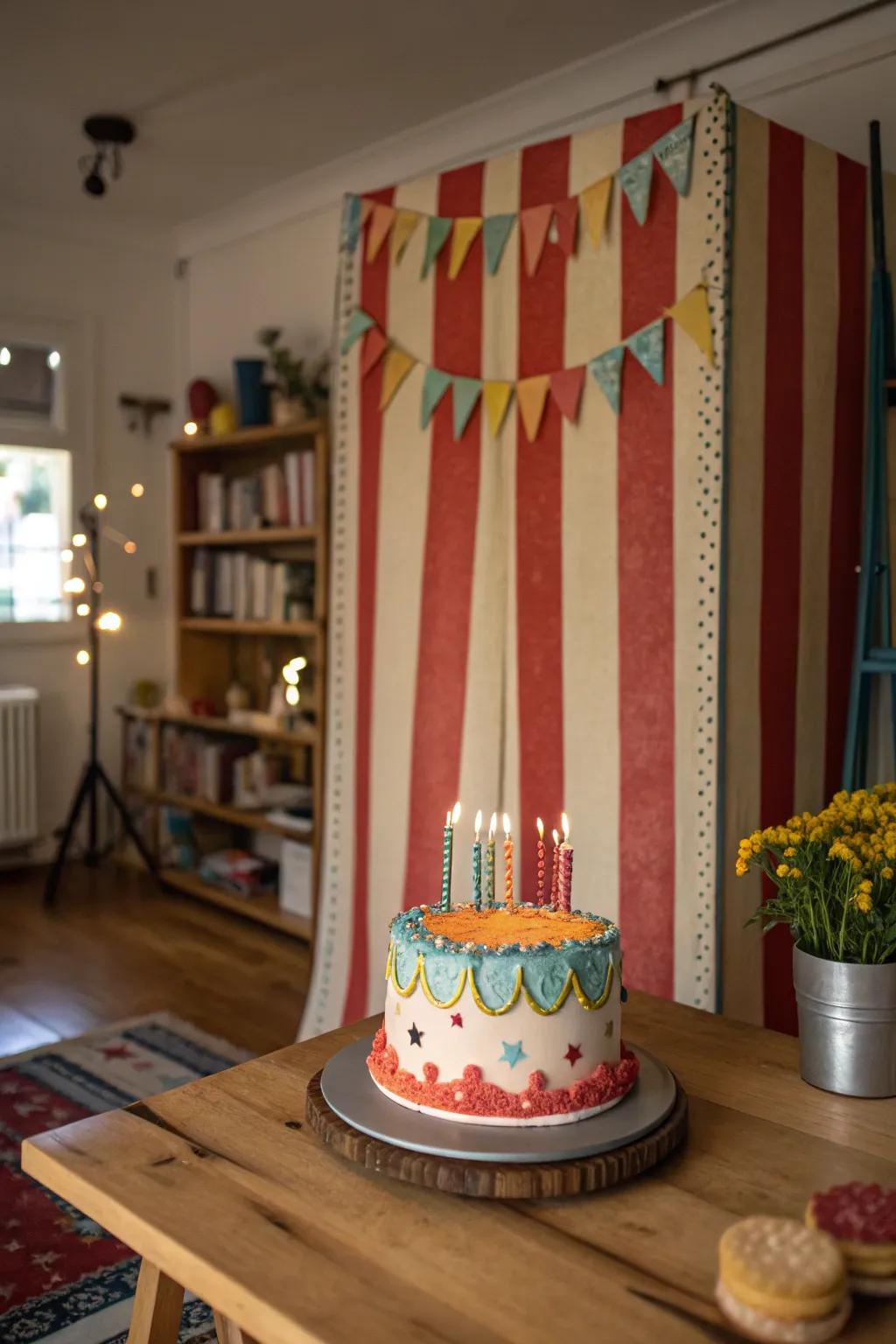 Classic big top introduces a playful and nostalgic feel to your cake smash.