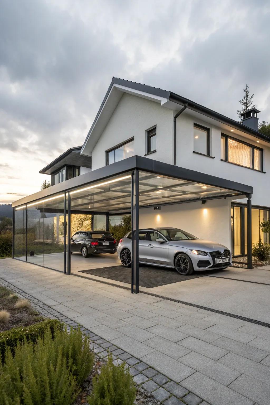An innovative drive-through carport designed for convenience.