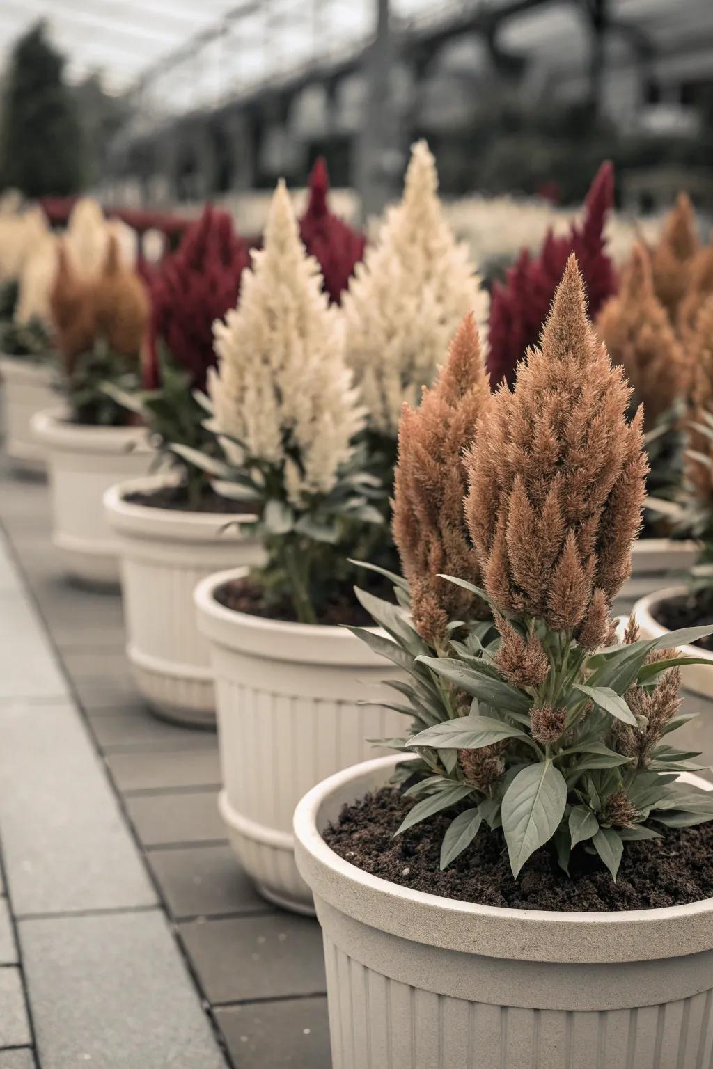 Monotone magic with celosia creates a unified look.