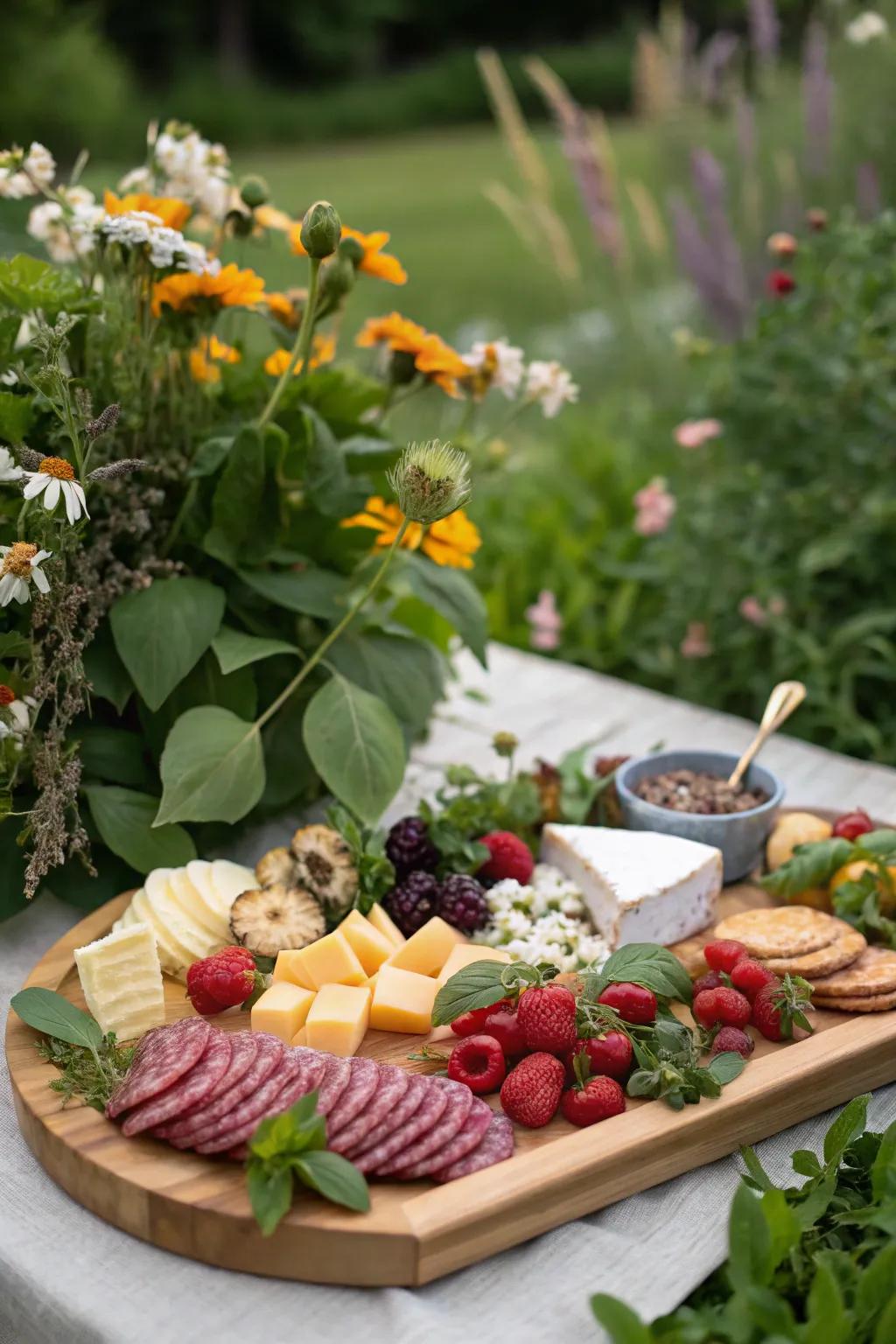 Garden fresh with herbs and edible flowers.