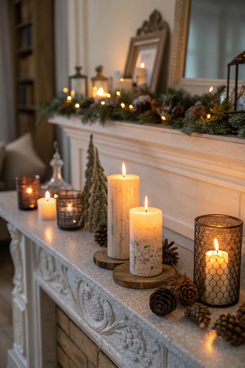 Candles add warmth and sparkle to your holiday decor.