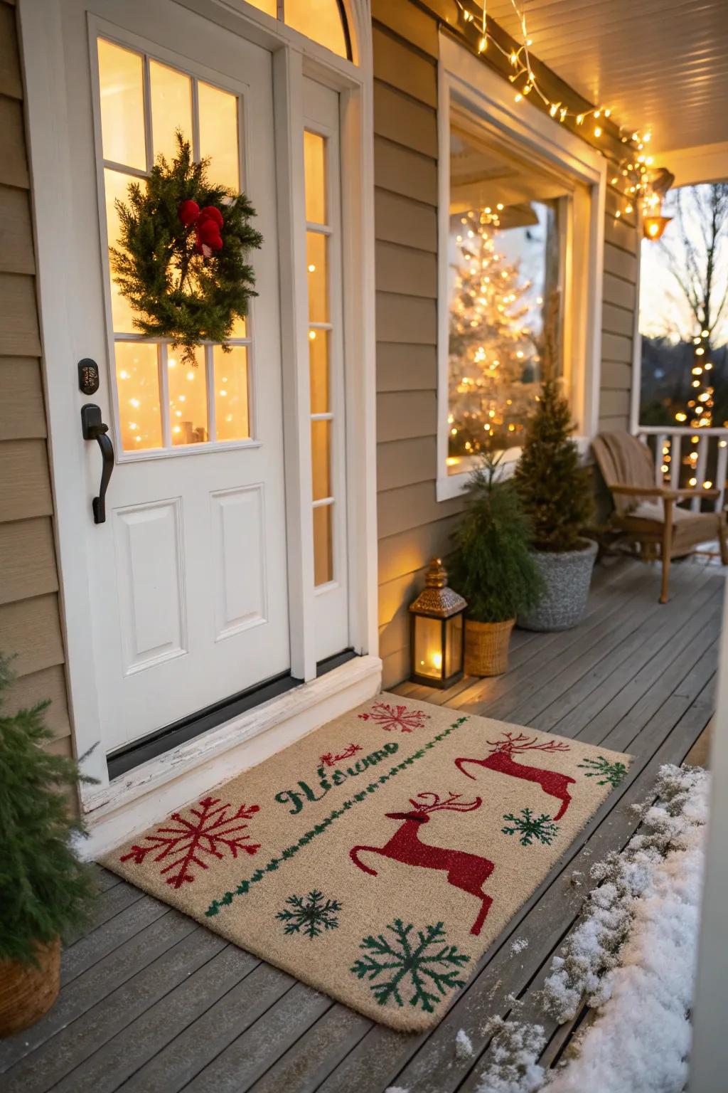 Greet guests with a festive welcome mat.