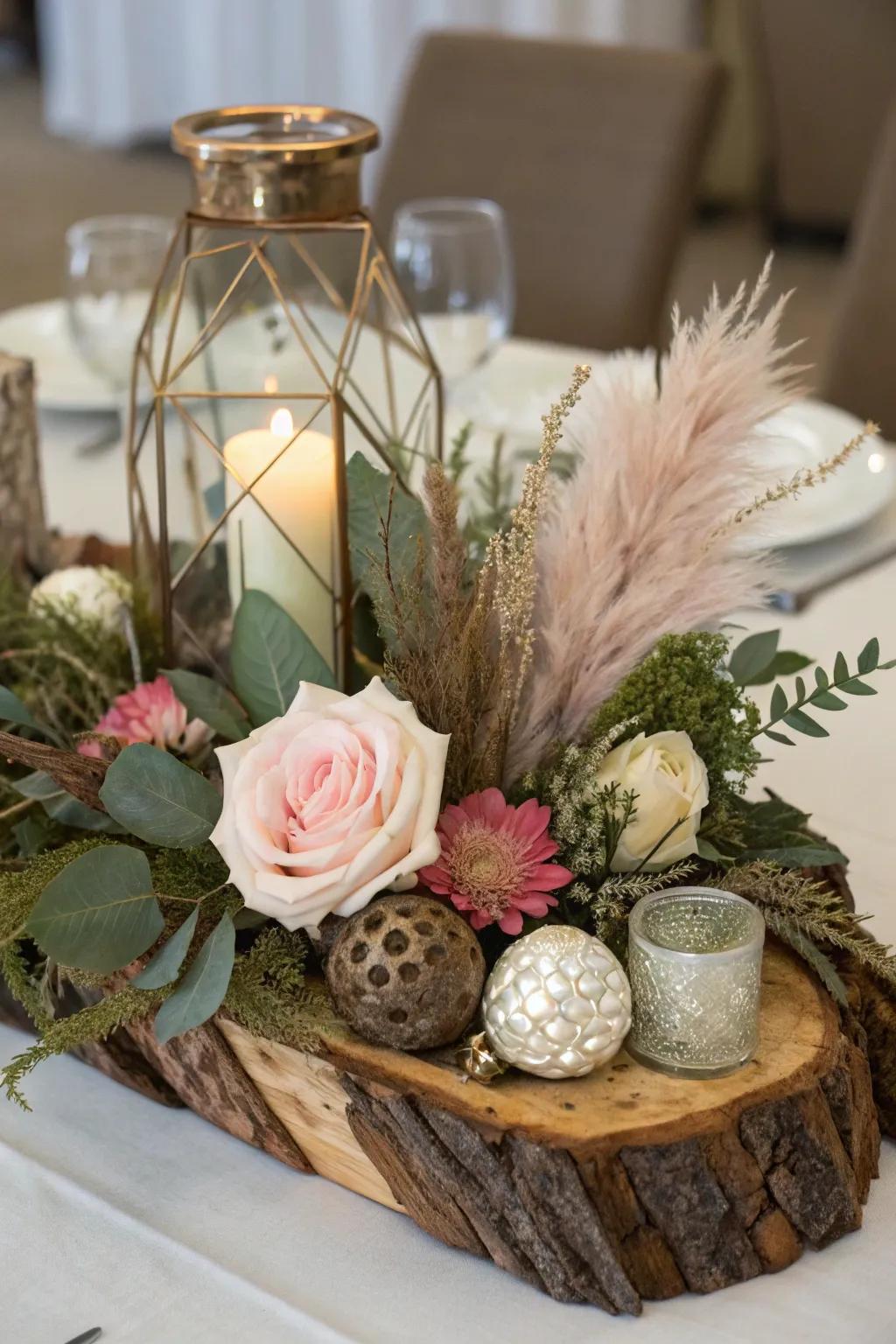 A varied assortment of textures establishes a striking centerpiece.