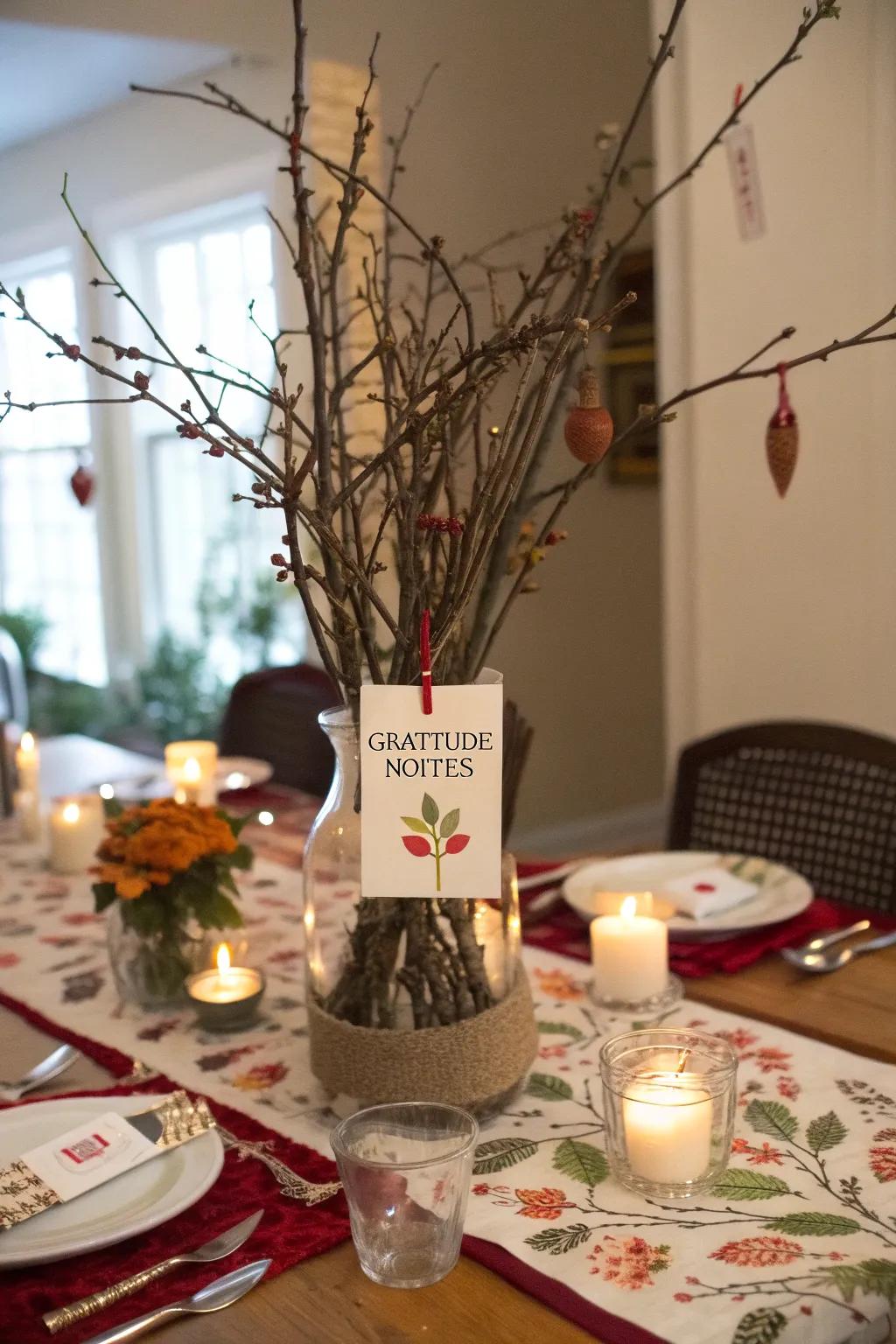 Thankfulness and warmth: a centerpiece of an Appreciative Plant for the holidays.