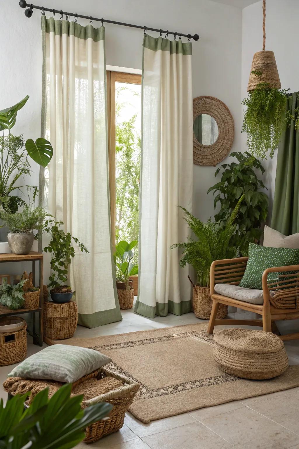 Eco-friendly fabrics bring natural beauty to drape designs.