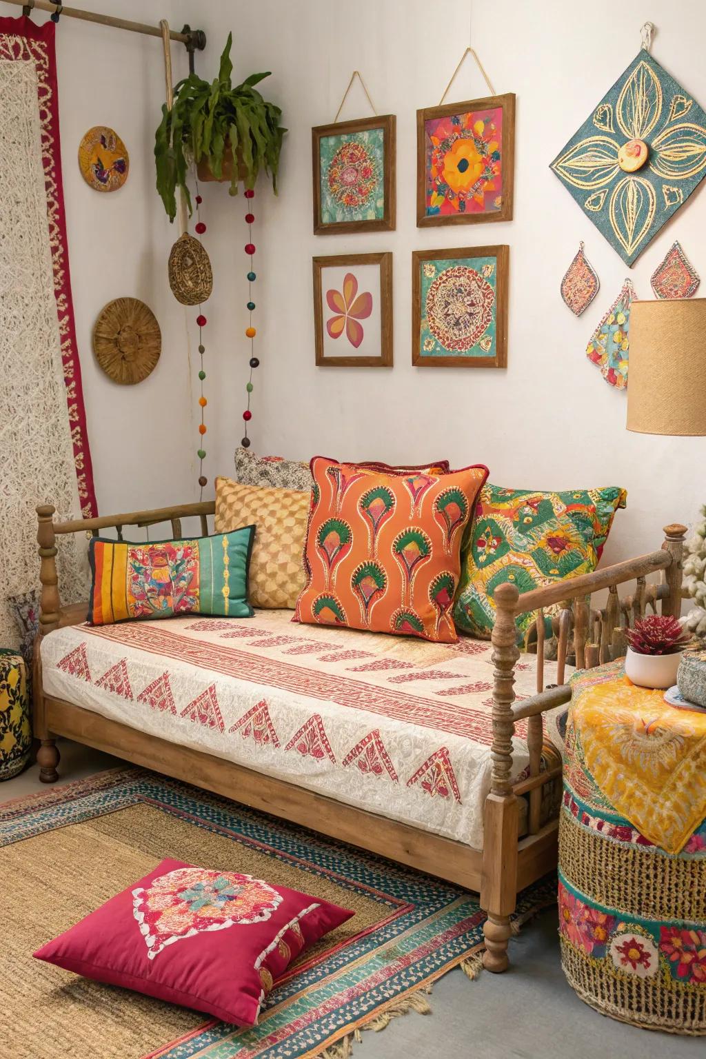 A daybed featuring bold patterns, introducing a splash of individuality to the room.