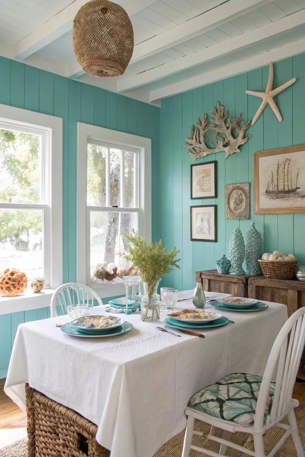 A refreshing dining space inspired by the vibrant tones of turquoise.