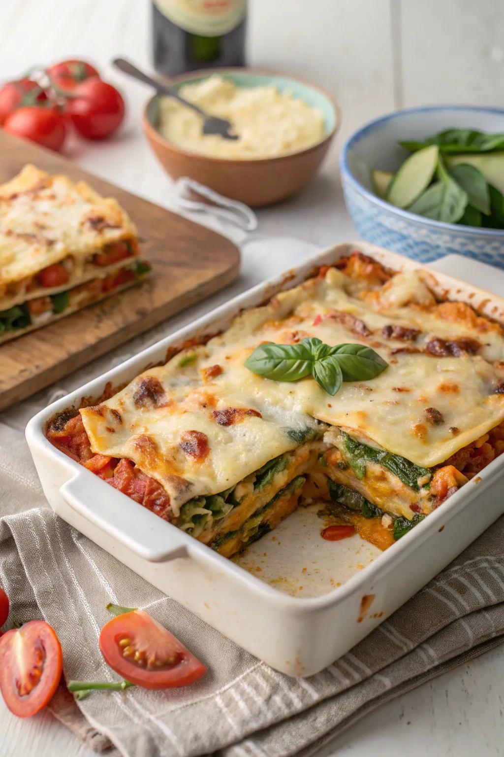 Vegetable and cheese bake, a delightful fusion of flavors.