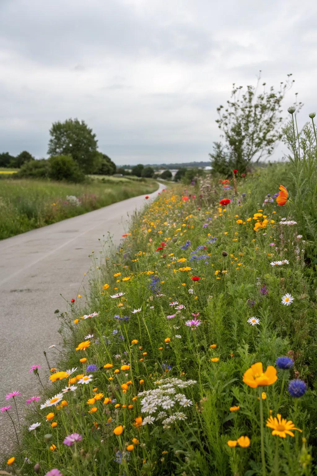 Wildflower meadows contribute a whimsical and colorful touch.