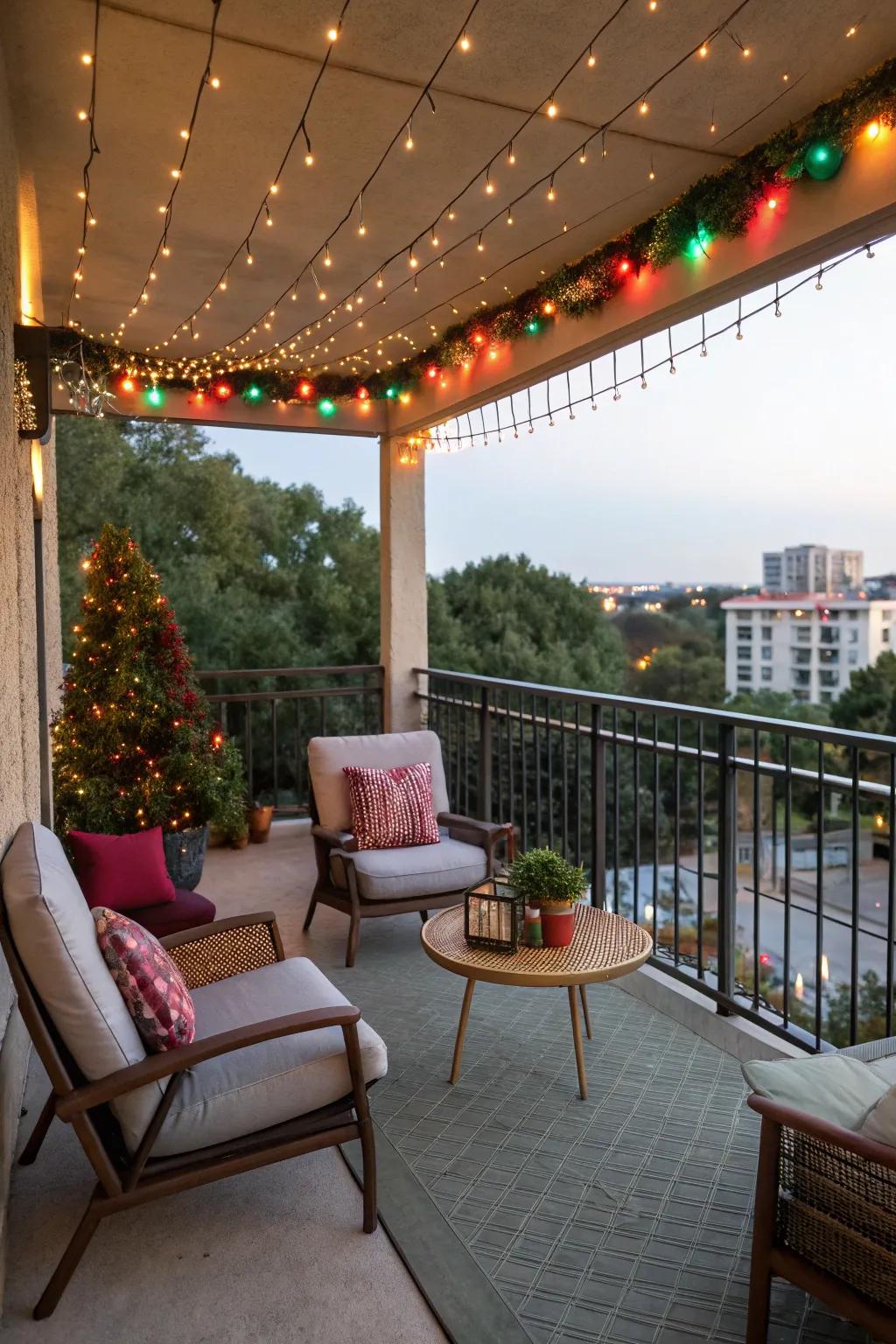 Establish a cozy outdoor area for festive gatherings.